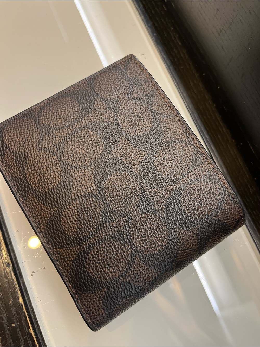 Coach Black Signature logo Bi-Fold Wallet ID case  multi card new